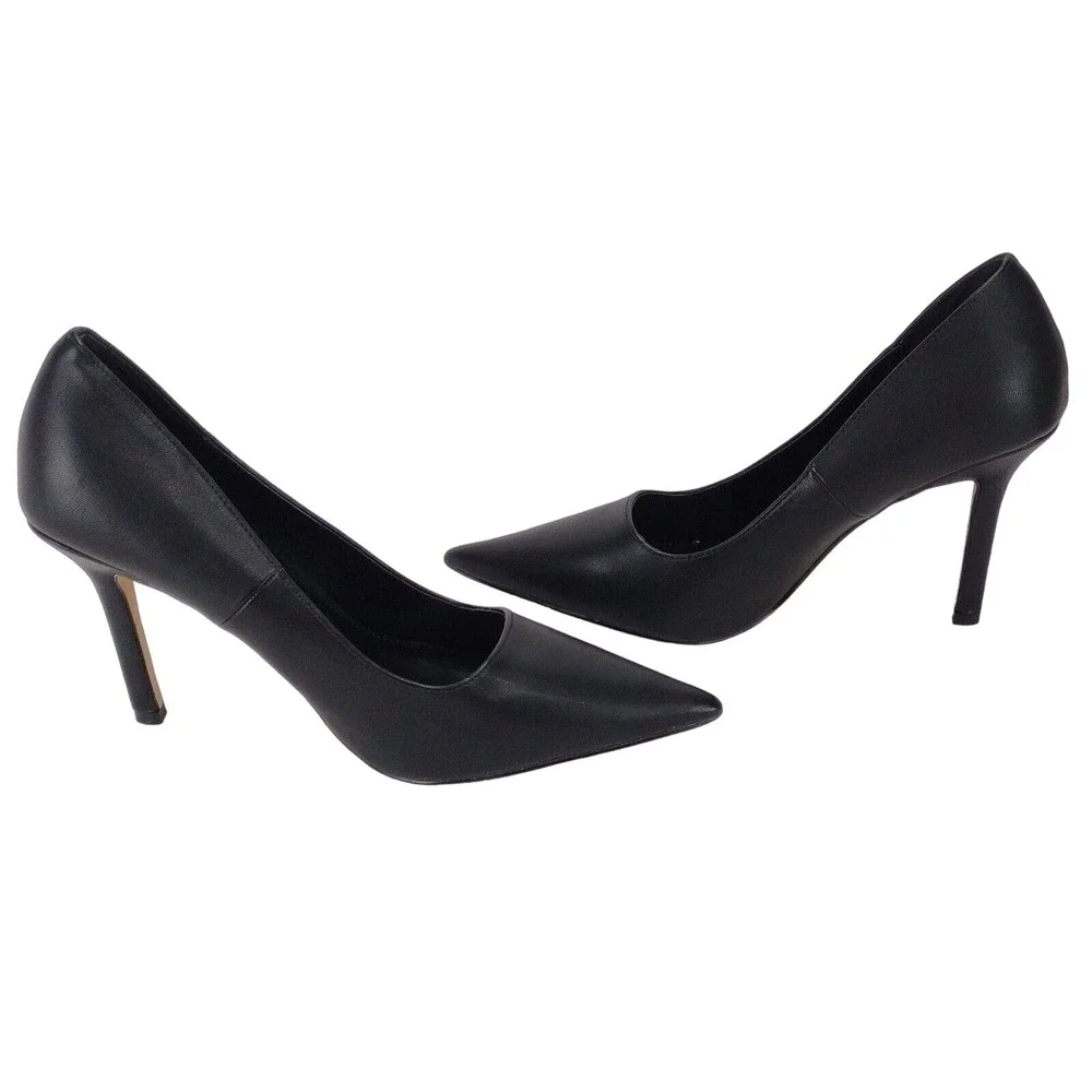 Express Classic Black Synthetic Vegan Leather Pointed Toe Pump Heels Y2K Size 9